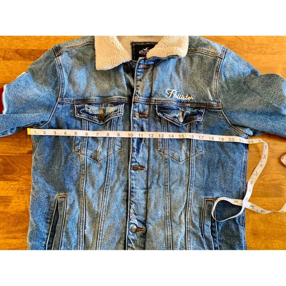 Hollister Sherpa Denim Jacket Mens Lined Trucker Coat Y2K EUC